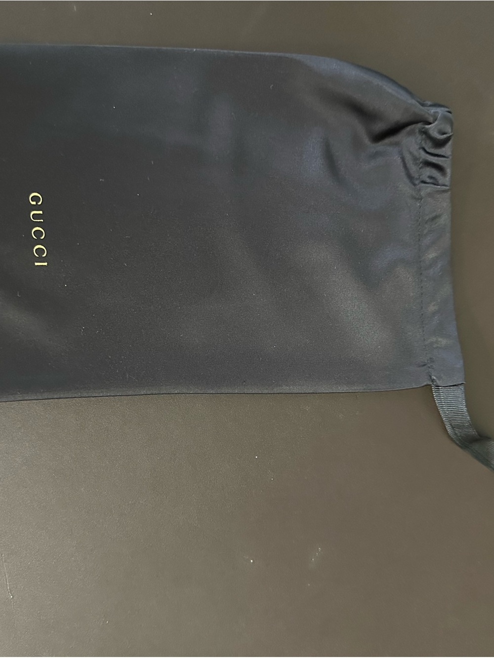Gucci Black Satin Pouch with Gold Logo